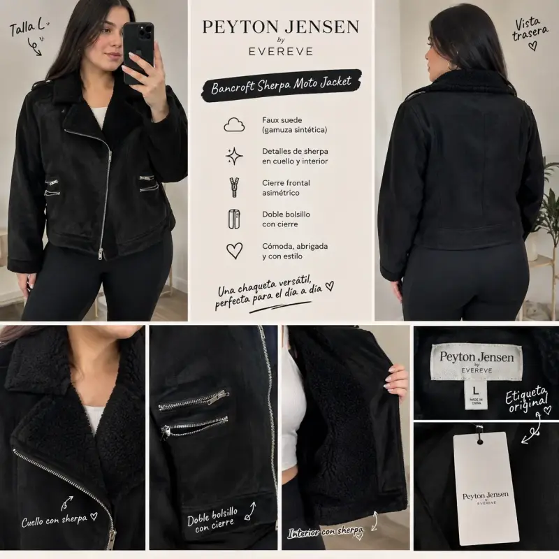 Chaqueta Moto Negra Peyton Jensen Talla L
