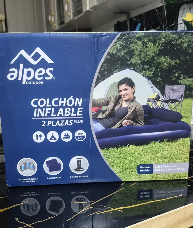 Colchón inflable Alpes 2 plazas con inflador - 1
