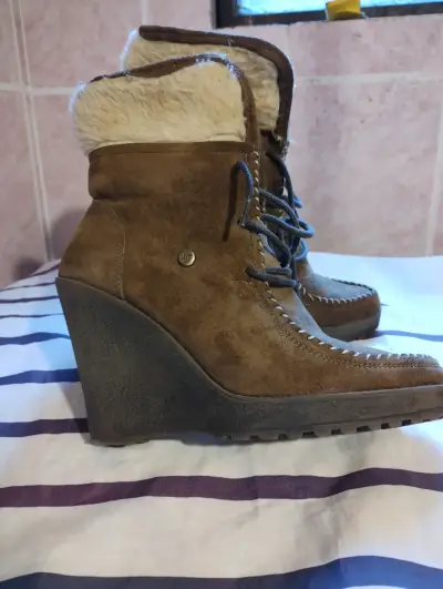 Botines de cuero con cuña para mujer - miniatura 2
