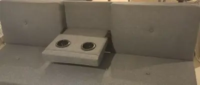 Futón / Sofá Cama 3 cuerpos gris con apoyavasos - miniatura 2