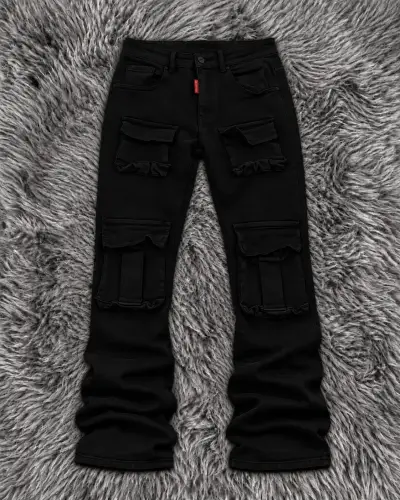 Pantalones cargo negros con bolsillos múltiples - miniatura 1