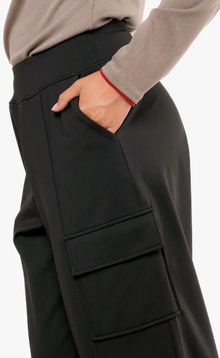 Pantalón Cargo Mujer Jersey Negro NUEVO Con Etique - 1