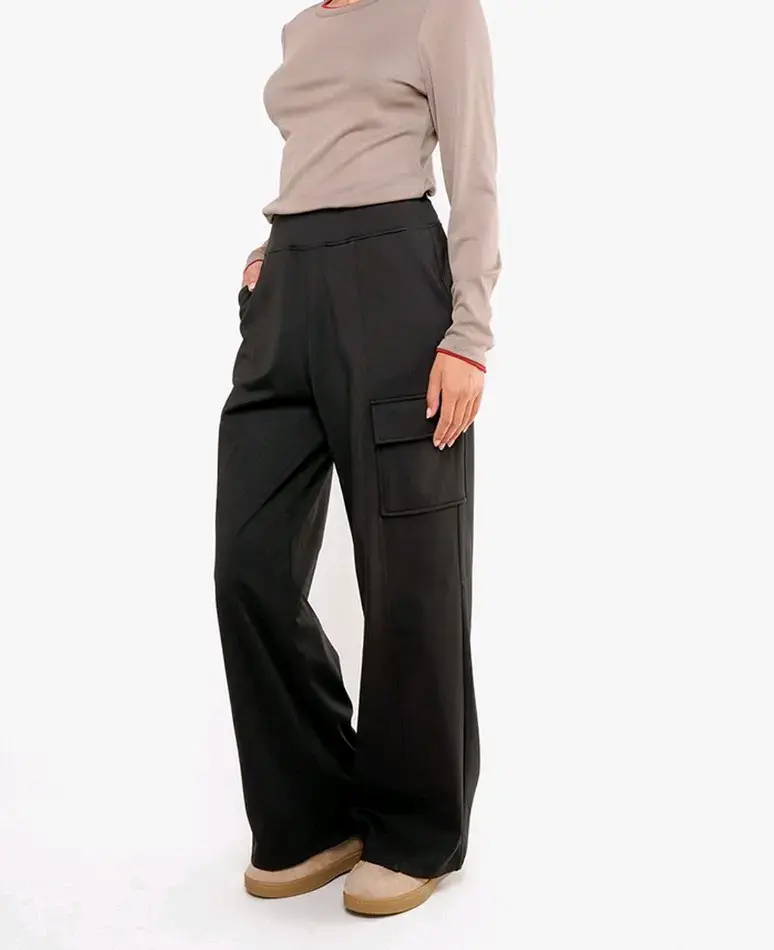 Pantalón Cargo Mujer Jersey Negro NUEVO Con Etique - 2