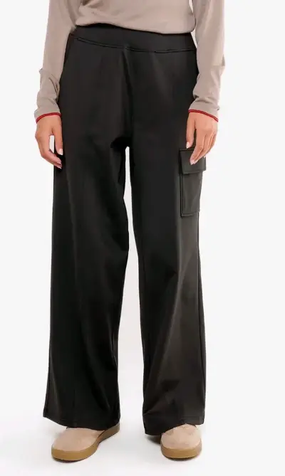 Pantalón Cargo Mujer Jersey Negro NUEVO Con Etique - miniatura 4