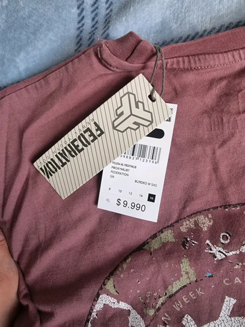 Polera manga larga burdeo Federation talla 16 - 1