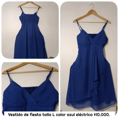 Vestido de fiesta azul eléctrico talla L - miniatura 2