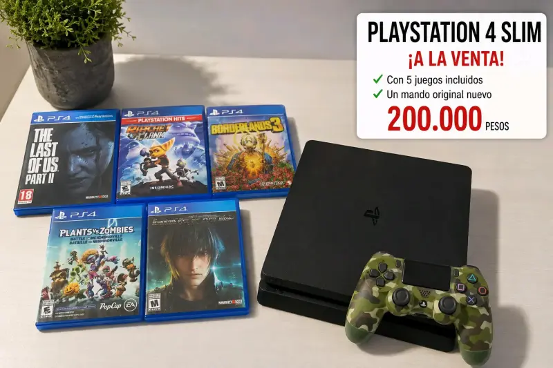 PlayStation 4 Slim con 5 juegos y mando