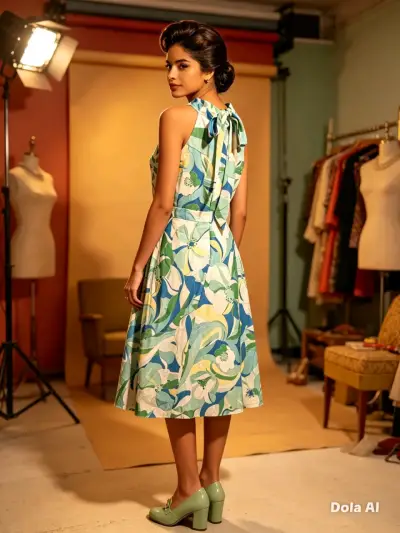 Vestido vintage sin mangas estampado floral - miniatura 2