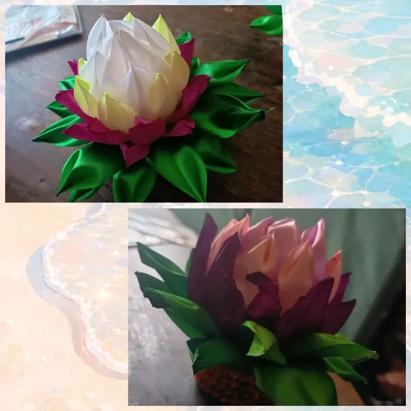 Flor de loto decorativa de tela - 1