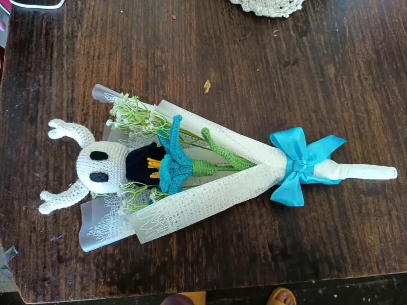 Flor de loto decorativa de tela - 3