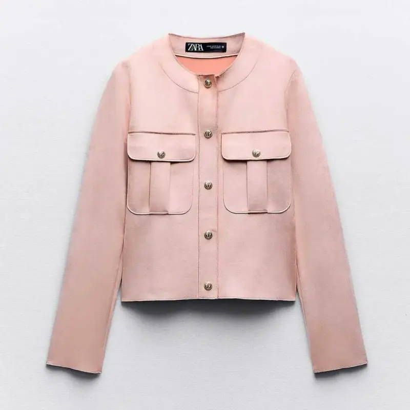 Chaqueta Rosa Mujer Zara con Bolsillos - 2