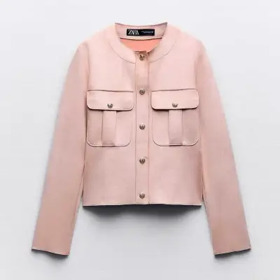 Chaqueta Rosa Mujer Zara con Bolsillos - miniatura 2
