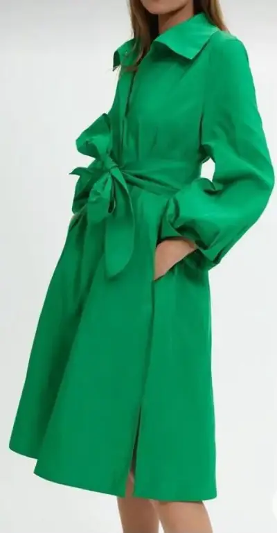 Vestido verde Carolina Herrera con lazo - miniatura 2