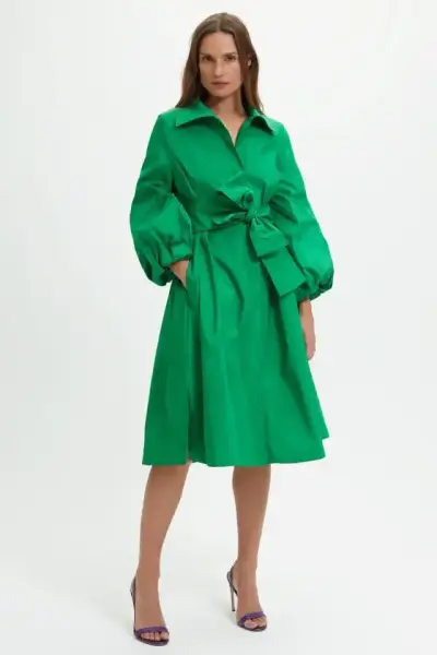 Vestido verde Carolina Herrera con lazo - miniatura 4