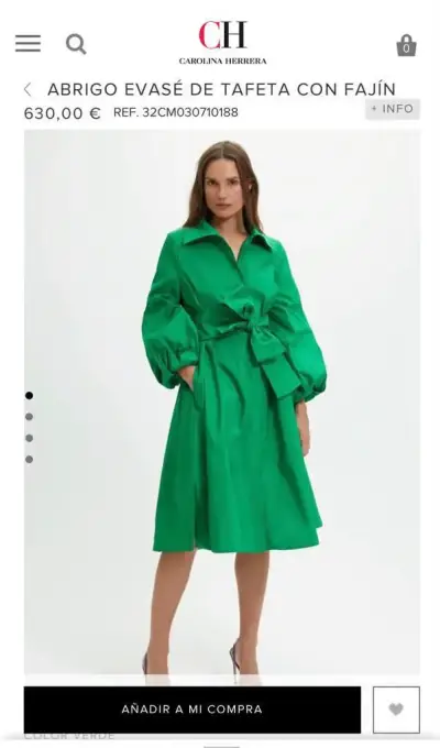 Vestido verde Carolina Herrera con lazo - miniatura 5