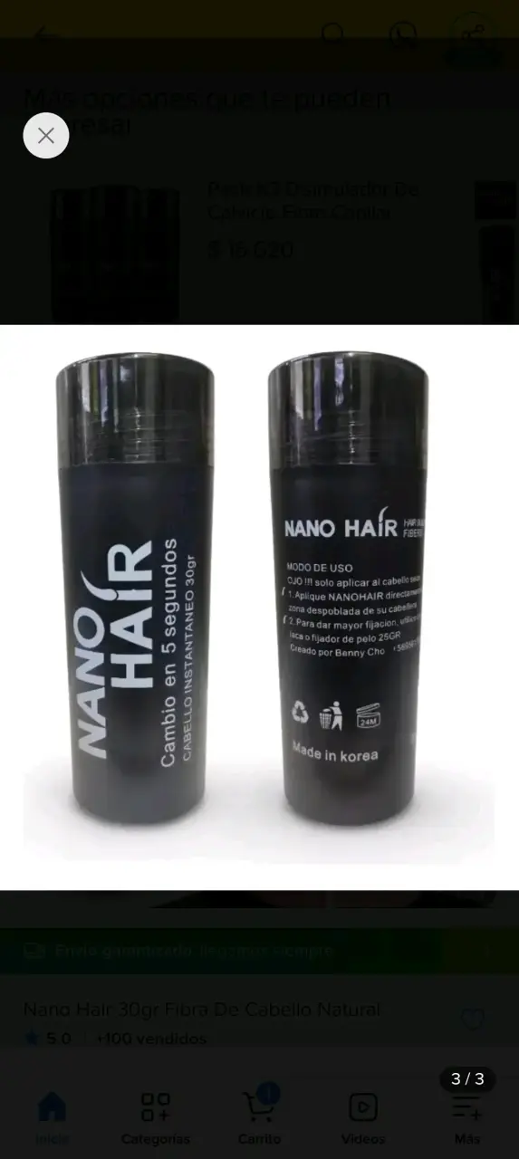 Nano Hair 30g Fibra Capilar Instantánea - 2