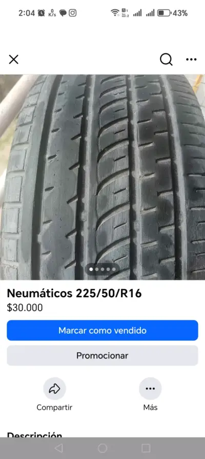 Neumático usado 225/50/R16 en buen estado - miniatura 1