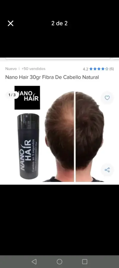 Fibra Capilar Nano Hair 30g Cambio Instantáneo - miniatura 2