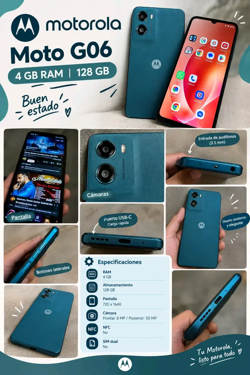 Smartphone Motorola Moto G06 128GB Azul