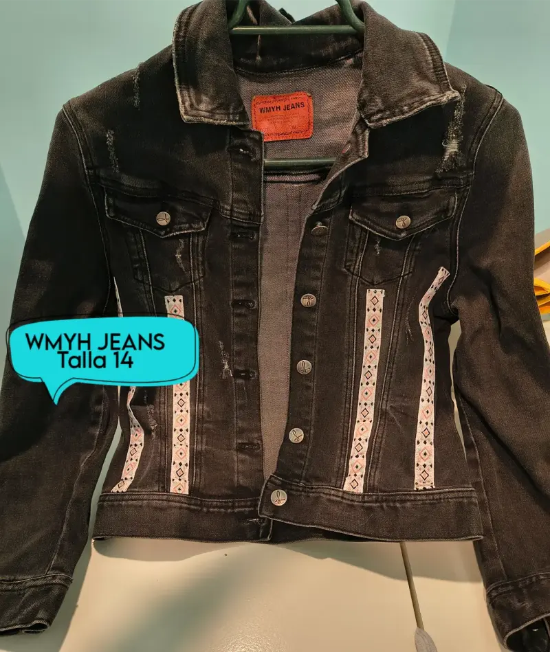 Chaqueta de mezclilla negra WMHY Jeans talla 14