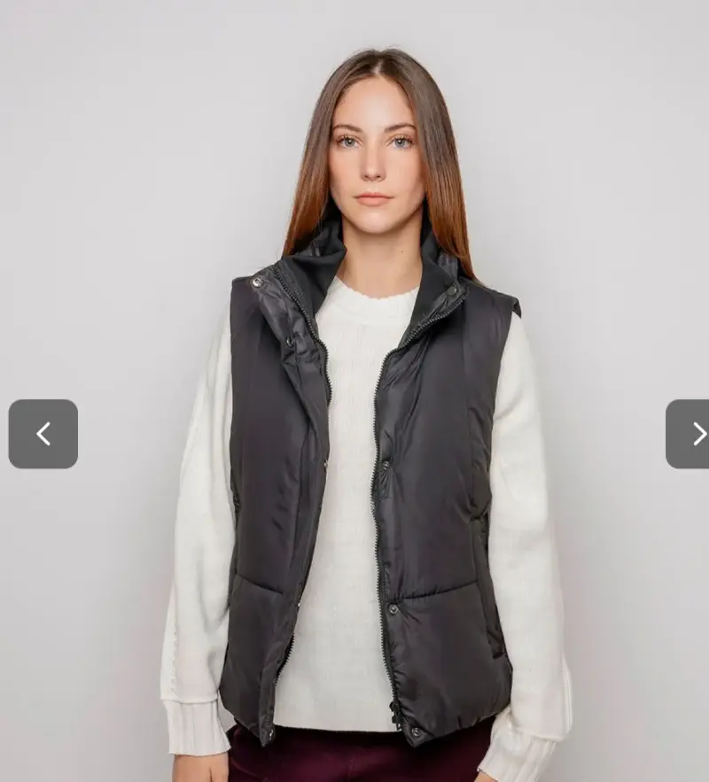 Chaqueta Acolchada sin mangas Negro para Mujer