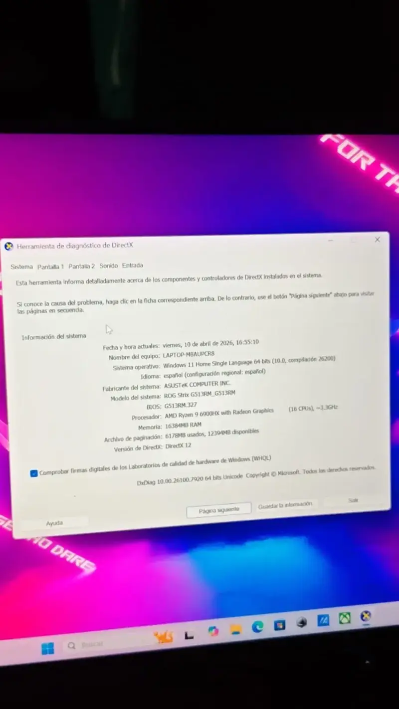 ASUS ROG STRIX G15 RYZEN 9 6900 - 5