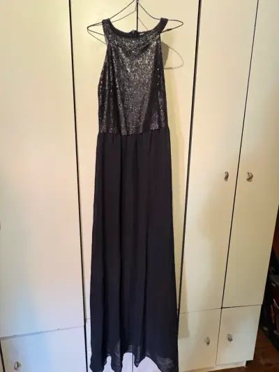 Vestido de fiesta negro con lentejuelas Index - miniatura 1