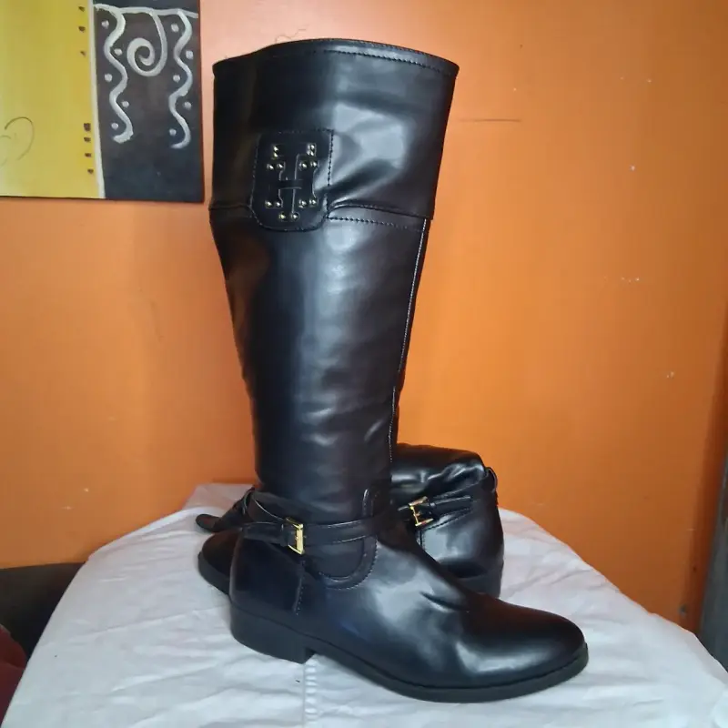 Botas de cuero negras con hebilla tommy - 1