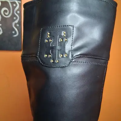 Botas de cuero negras con hebilla tommy - miniatura 2