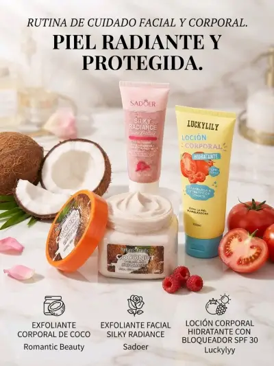 Set de Cuidado Facial y Corporal con Exfoliantes y Loción Hidratante - miniatura 1