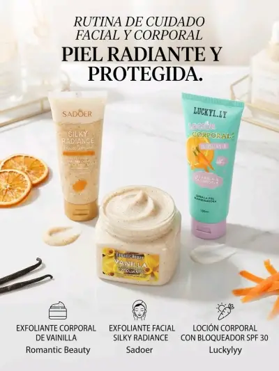 Set de Cuidado Facial y Corporal con Exfoliantes y Loción Hidratante - miniatura 2