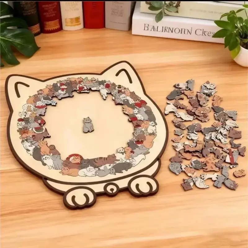 Rompecabezas de madera con diseño de gatos - 5