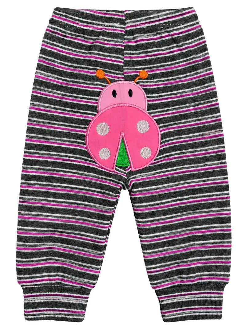 Pantalones de bebé rayados con diseño de mariquita - 1