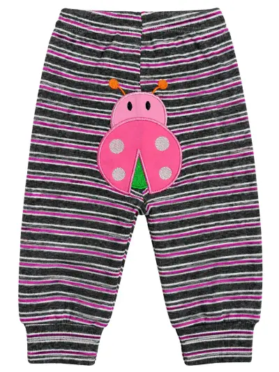 Pantalones de bebé rayados con diseño de mariquita - miniatura 1