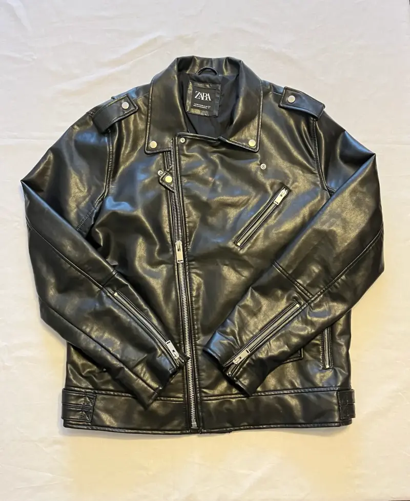 Chaqueta de cuero sintético negra Zara para hombre - 1