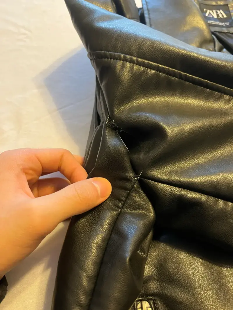Chaqueta de cuero sintético negra Zara para hombre - 5