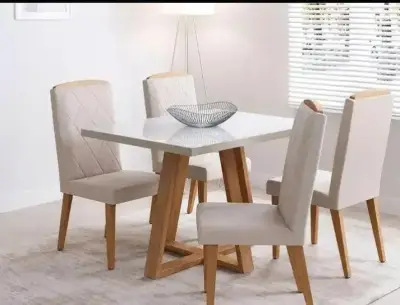 Juego de comedor moderno con sillas tapizadas - miniatura 1