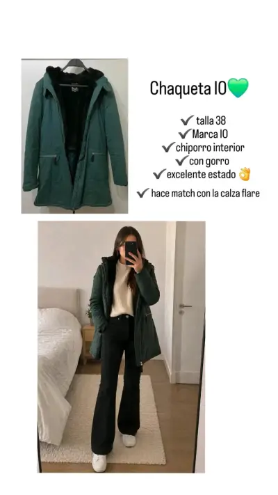 Chaqueta verde con chiporro interior y gorro - miniatura 3