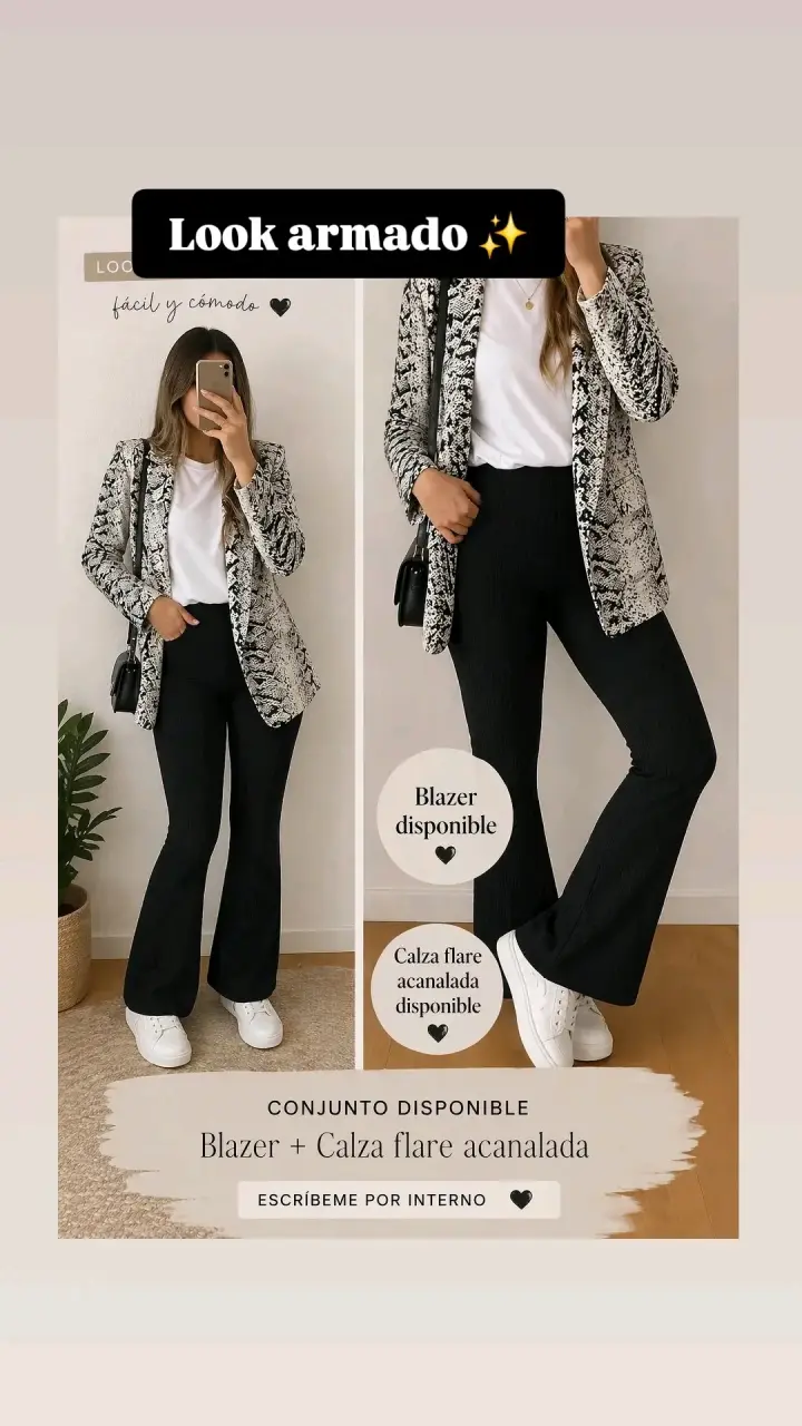 Conjunto Blazer y Calza Flare Acanalada