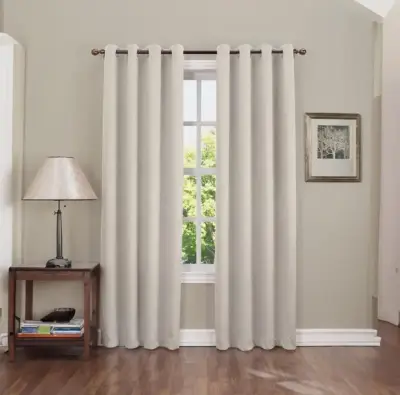 Cortinas blackout diseño lino beige y rosa - miniatura 1