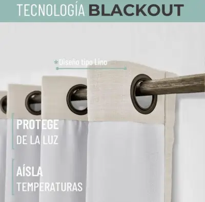 Cortinas blackout diseño lino beige y rosa - miniatura 2