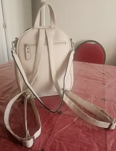 Mochila beige Rosa de cuero sintético Amphora - miniatura 2