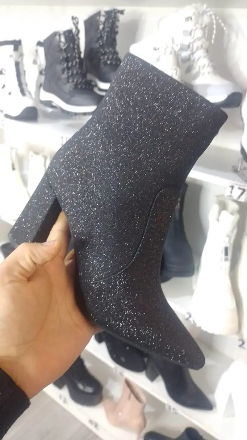 Botines negros con brillo para mujer