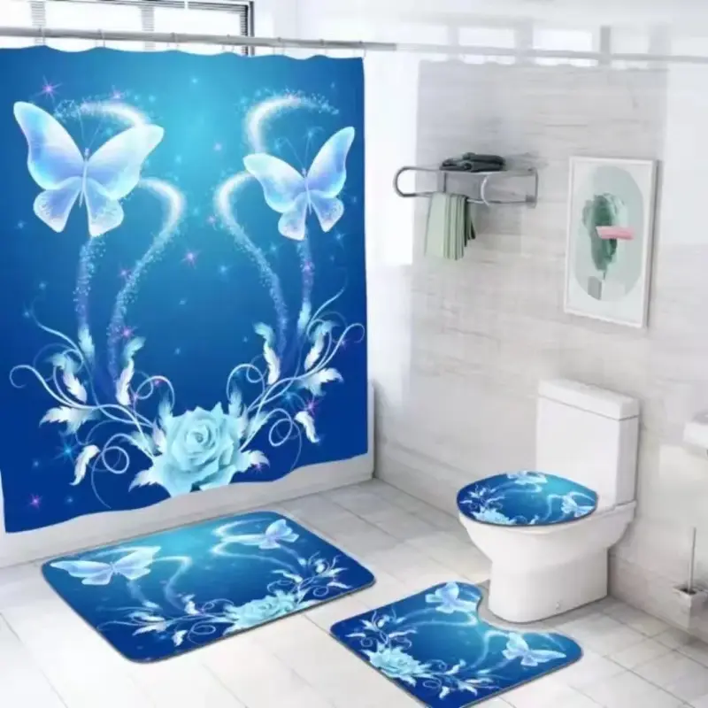 Juego de baño con cortina y alfombras de girasoles - 5
