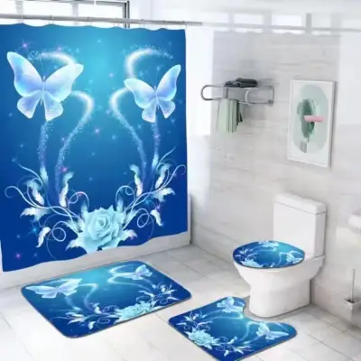 Juego de baño con cortina y alfombras de girasoles - miniatura 5