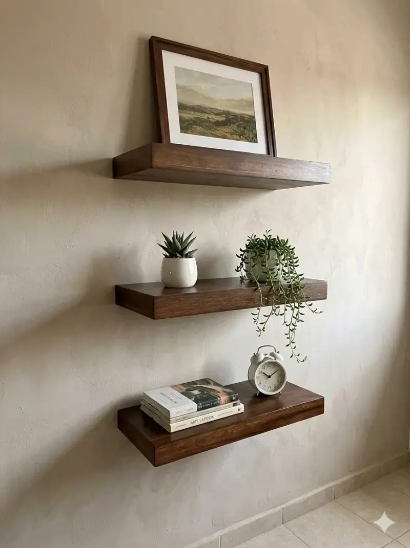 Repisas flotantes de madera oscura - 1