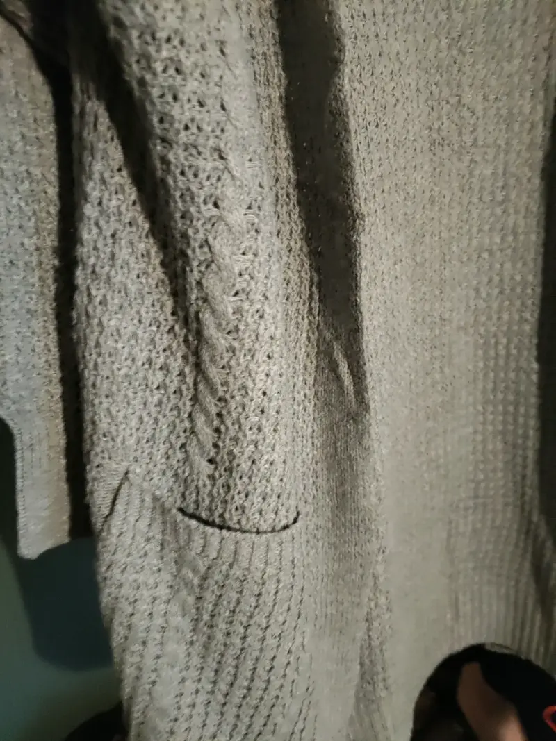 Cárdigan largo gris de punto para mujer - 3