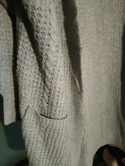 Cárdigan largo gris de punto para mujer - miniatura 3