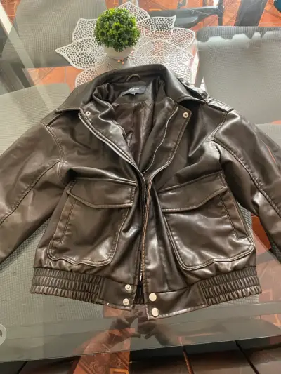 Chaqueta de cuero negra para hombre - miniatura 1