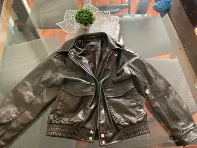 Chaqueta de cuero negra para hombre - miniatura 2